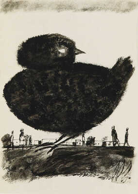 Красный Юрий Михайлович. Иллюстрация к рассказу «Смерть цыпленка» для журнала «Индия», 1968, № 1